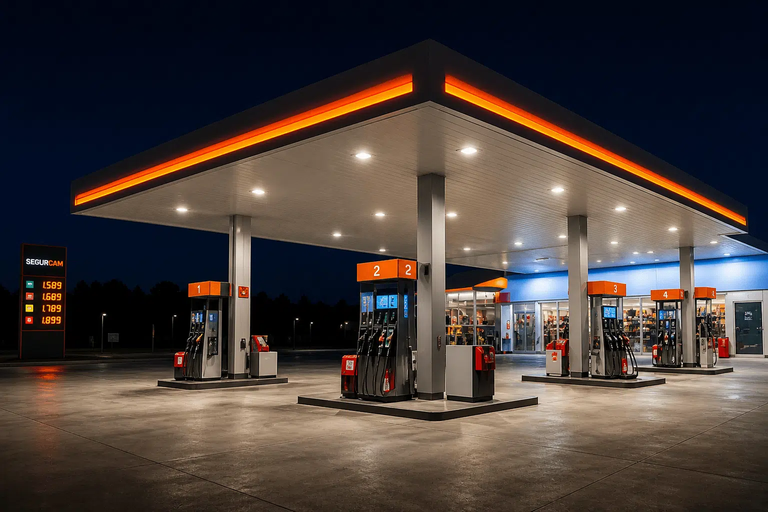 Sistema de seguridad para gasolineras y negocios exteriores en Cáceres Gasolinera con sistema de videovigilancia y seguridad instalado en Cáceres
